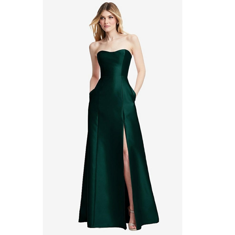 Alfred Sung: Strapless Satin A-Line Gown (NWT) - Picture 4 of 10
